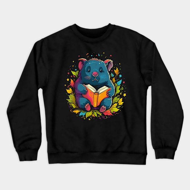 Wombat Reads Book Crewneck Sweatshirt by JH Mart